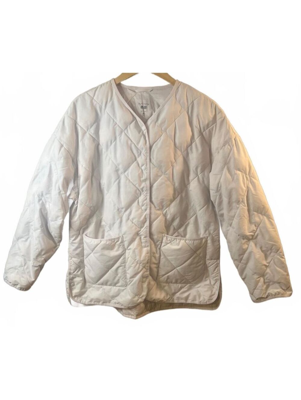 Uniqlo PUFFTECH Quilted Jacket Women L Cream Collarless Lightweight Coat